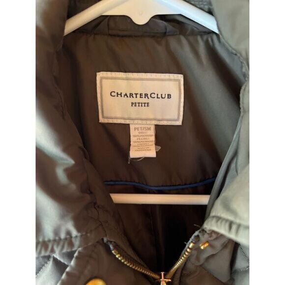 Charter Club Petite Quilted Jacket Gray Zip-Up Coat  Snap Buttons Size Petite S - Picture 3 of 8